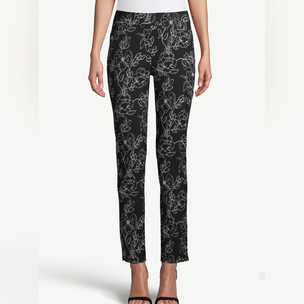 Chico's Brigitte Floral-Print Slim Ankle Pants Size 10R